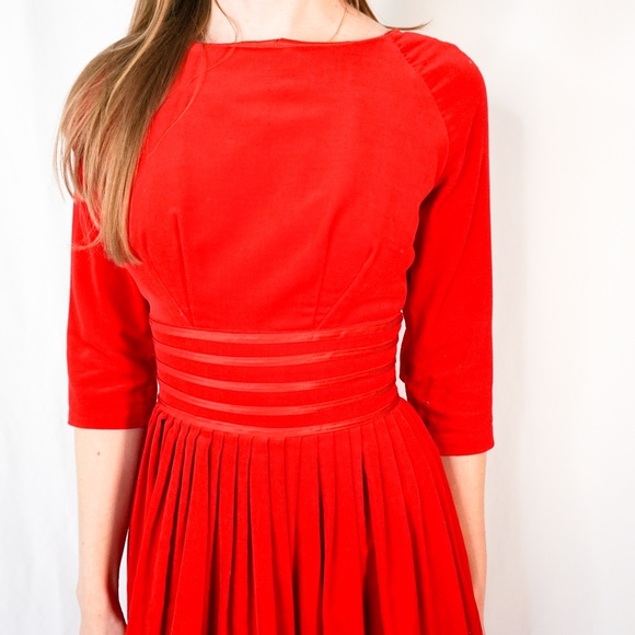 VINTAGE Carol Brent Red Velvet Holiday Dress 50s - Picture 7 of 7